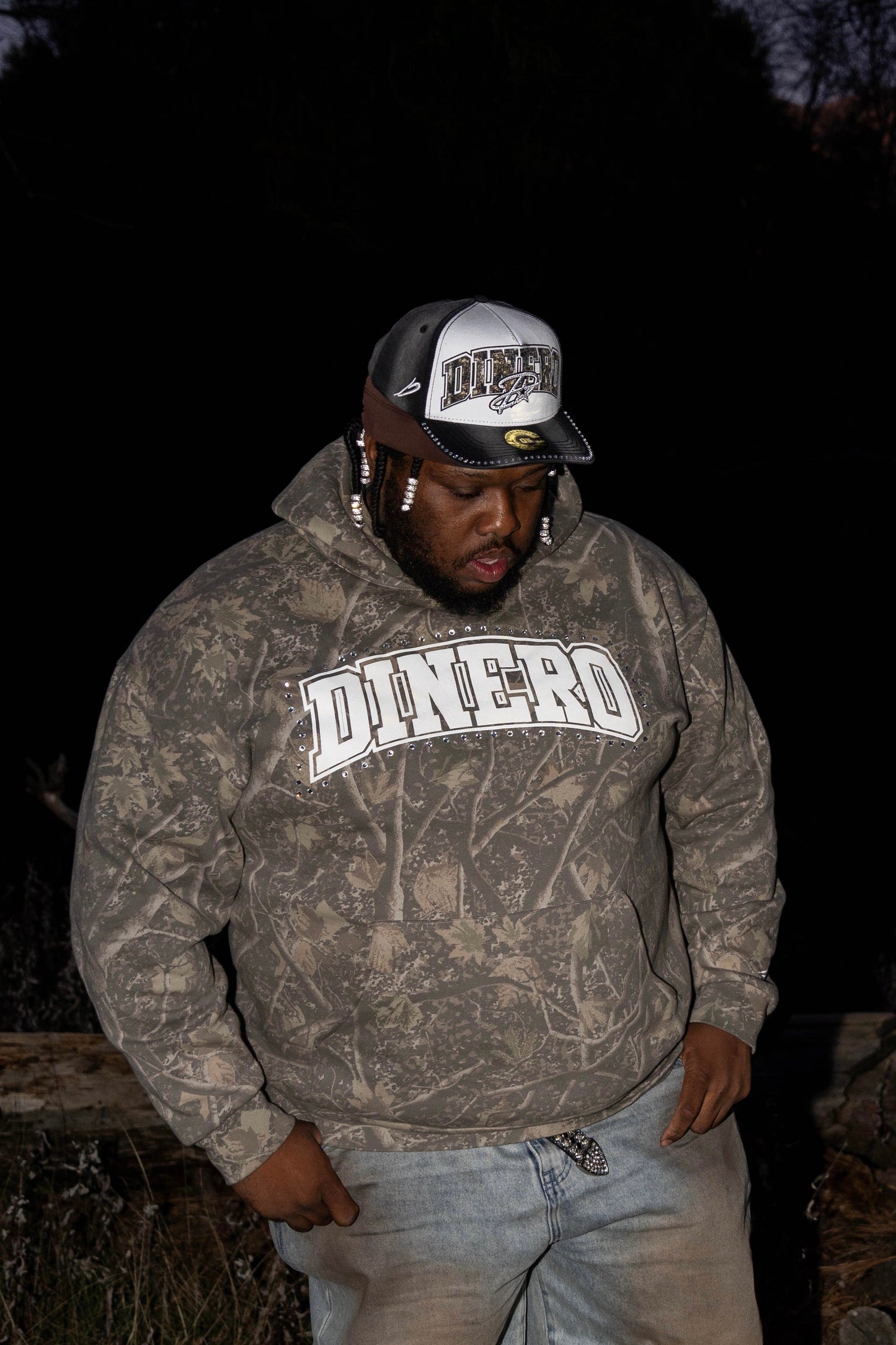 Dinero Camo Rhinestone Hoodie